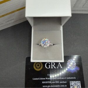 5ct full Moissanite 11mm vvs1 color D promise ring sz 6